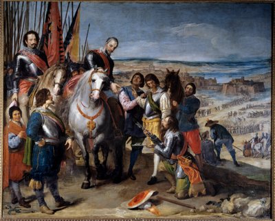 Harmincéves háború (1618-1648). A holland kormányzó átadta a kulcsokat Balbases márkinak, Ambrosio de Spinolának (1569-1630), aki 1622-ben lefoglalta Julierst. Jusepe Leonardo (1601-1656) festménye alkotó: Jusepe or Jose (c.1605 1656) Leonardo