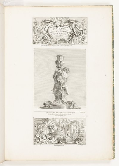 Díszkönyvek J.A. Meissonnier építész, a hálószoba és a szekrény tervezője által feltalált és rajzolt könyvek DU ROI, pl. 20 in Juste-Aurèle Meissonnier művei alkotó: Juste Aurèle Meissonnier