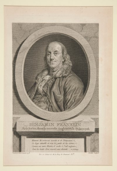 Benjamin Franklin, született Bostonban, New Englandben, 1706. január 17-én alkotó: Justus Chevillet