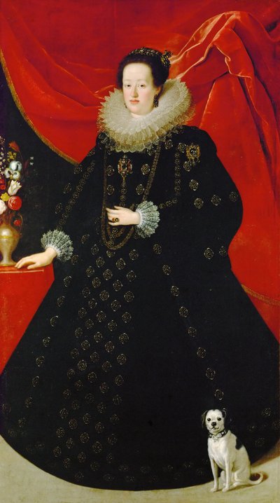 Eleonore de Gonzague (ou de Mantoue) – Eleonora Gonzaga (1598-1655) portréja, fekete ruhában, Sustermans, Justus (Giusto) (1597-1681) alkotása. Olaj, vászon, kb 1624. Mérete: 207x108 cm. Művészettörténeti Múzeum, Vienne alkotó: Justus Sustermans