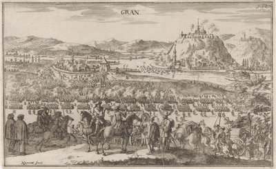 Slag bij Párkány in 1683 Gran (title on object) alkotó: Justus van den Nijpoort
