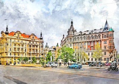 Egy történelmi európai város utcája alkotó: Justyna Jaszke