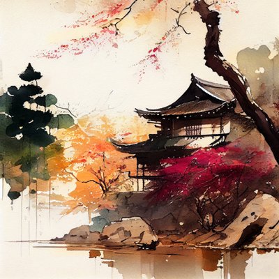 Japán őszi templom alkotó: Justyna Jaszke