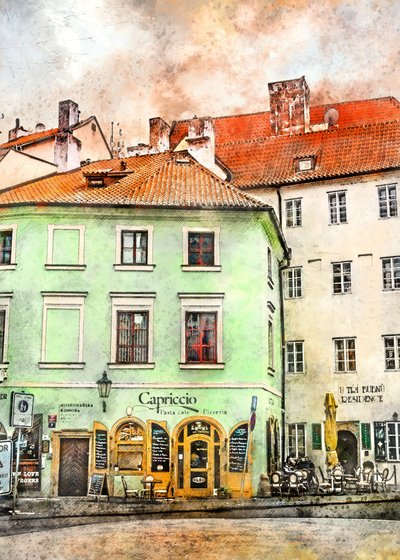 „Watercolor European Cafe” alkotó: Justyna Jaszke