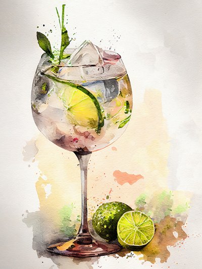 Akvarell Gin Tonic alkotó: Justyna Jaszke