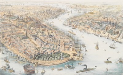New-York délnyugatról, kb. 1852. alkotó: K. Th. Westermann