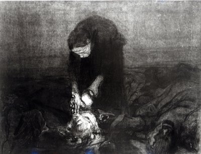 A csata után, a "Parasztfelkelés" sorozatból, 1907 (metszet, metszet és aquatinta) alkotó: Käthe Kollwitz
