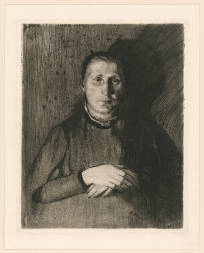 Nő egymásra helyezett kezekkel (2. állapot) alkotó: Käthe Kollwitz