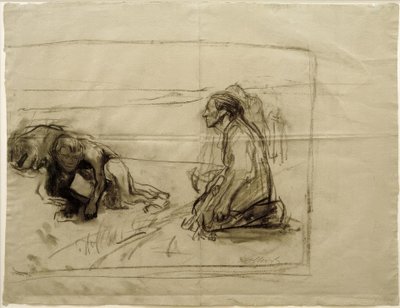 K. Kollwitz, Study on Pflüger (szántóember térdelő feleséggel) alkotó: Käthe Kollwitz