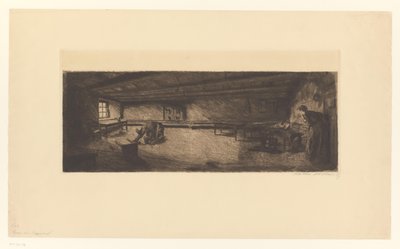 Szoba verekedő férfiakkal és egy rohanó nővel Jelenet a Germinalból (eredeti cím) alkotó: Käthe Kollwitz
