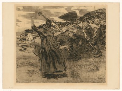 Kitörés (5. lap a „Parasztháború” sorozatból, 9. állapot) alkotó: Käthe Kollwitz