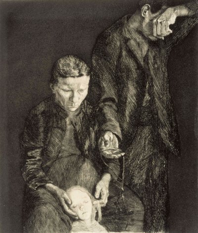 Szegény család, Az elnyomottak című mű része alkotó: Käthe Kollwitz