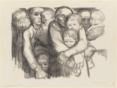 A „Háború” ciklus 6. lapjának elvetett második változata alkotó: Käthe Kollwitz