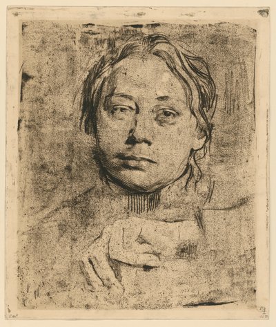Önarckép bal kézzel (1. állapot) alkotó: Käthe Kollwitz