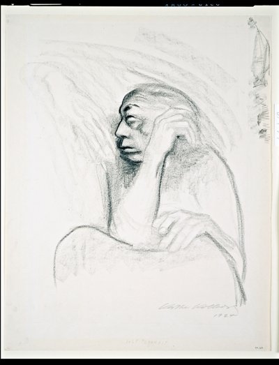 Önarckép a halál kezével, 1924 (szén papíron) alkotó: Käthe Kollwitz
