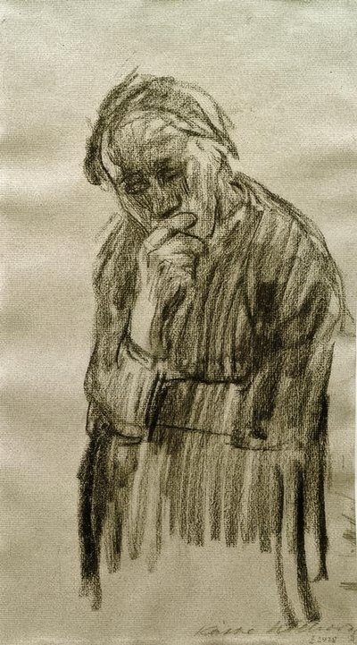 Álló nő, feje a jobb kezén nyugszik alkotó: Käthe Kollwitz