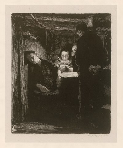 Halál („Egy takácsfelkelés” 2. lapja, 2. állapot) alkotó: Käthe Kollwitz