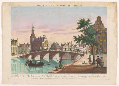 Kilátás a Doelenbrugra az Amstel felett Amszterdamban Le Pont du Doelen a Amsterdam (cím a tárgyon) alkotó: Kaiserlich Franziskische Akademie