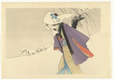 Nő séta a hóban alkotó: Kajita Hanko