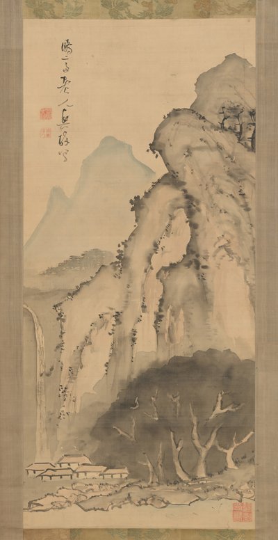 Táj vízeséssel, kb. 1817. alkotó: Kameda Bosai
