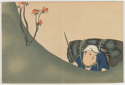 Száz világ virágai (Momoyogusa): Favágó (Shomu) alkotó: Kamisaka Sekka