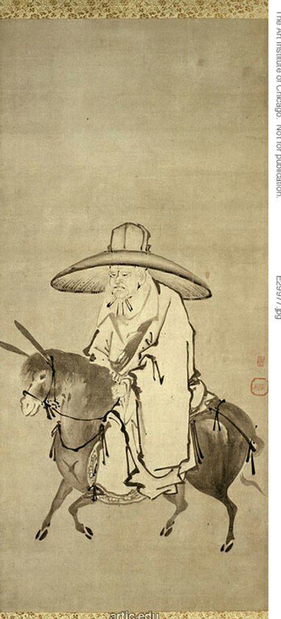 A költő Du Fu szamáron lovagolva alkotó: Kanô Shigenobu