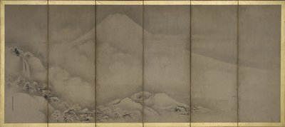 Mount Fuji és Matsubara Point, képernyők alkotó: Kano Tanyu