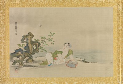 Kínai festmények másolatainak albuma, Albumlevél (tinta és szín selyemen) alkotó: Kano Tsunenobu