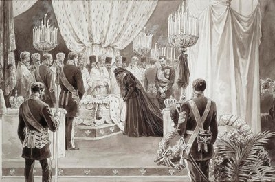 III. Sándor császár temetése a szentpétervári Szent Péter és Pál-székesegyházban, 1894. alkotó: Karel Brozh