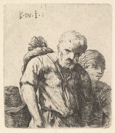 Szakállas férfi félhosszú alakban, a jobb lapocka fölé akasztott köteggel, oldala..., kb. 1641-78. alkotó: Karel Du Jardin