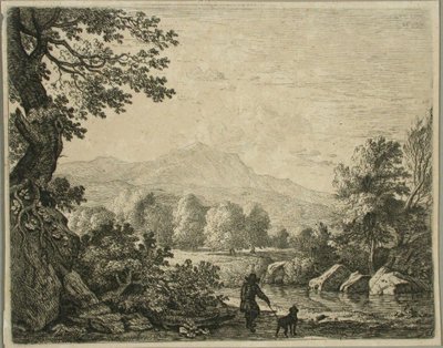 Táj férfival és kutyával alkotó: Karel Dujardin