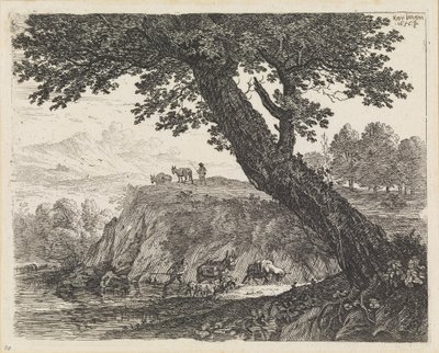 Táj két öszvérhajcsárral alkotó: Karel Dujardin
