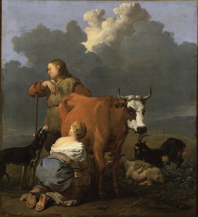 Parasztlány tehenet fej alkotó: Karel Dujardin