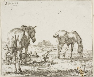 Két ló egy eke mellett alkotó: Karel Dujardin