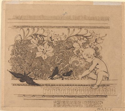 Díszítő design madarakkal és liliomokkal alkotó: Karel Vitezslav Masek
