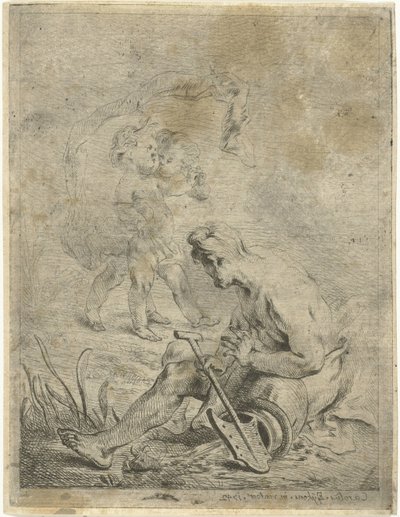Folyóisten néz két putti alkotó: Karel Ykens (II)