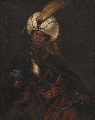 Egy turbánt és páncélt viselő férfi alkotó: Karel van III Mander