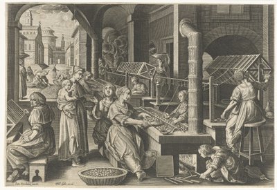 A selyem feltekerése A selyemhernyó és a selyemtermelés bemutatása Európában (sorozat címe) Vermis Sericus (sorozat címe az objektumon) alkotó: Karel van Mallery