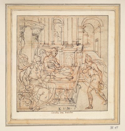 A tékozló fiú búcsút vesz a szüleitől [?] alkotó: Karel van Mander I