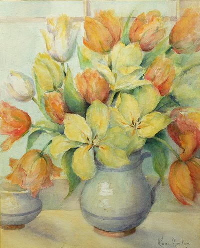 Mendel és Darwin tulipánok az ablakpárkányon alkotó: Karen Armitage