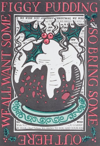 Figgy Pudding, 1998 (linómetszet papírra) alkotó: Karen Cater