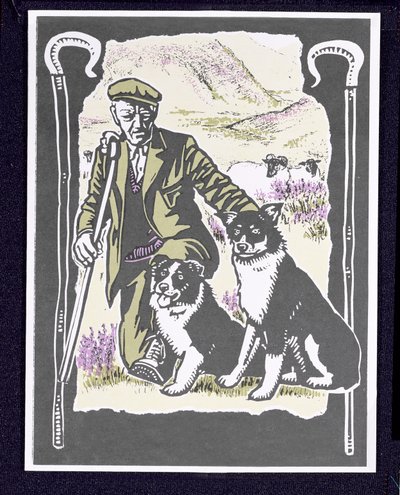 Shepherd Laddie o the Hills, 1997 (linómetszet papírra) alkotó: Karen Cater