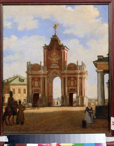 A vörös kapuk Moszkvában. Karl Petrovich Bodri (1812-1894) festménye. Olaj, vászon, 46 x 34 cm alkotó: Karl-Fridrikh Petrovich Bodri