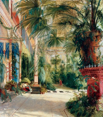 "" Serre a palmiers "" (A pálmaház belseje) Peinture de Carl Blechen (1798-1840) Olaj, papír 1832-1833 Méret 64x56 cm Staatliche Museen, Berlin alkotó: Carl Blechen