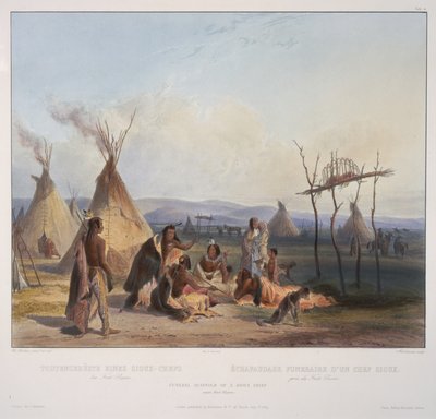 Temetési állvány alkotó: Karl Bodmer