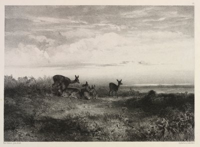 Táj szarvassal, c. 1840. alkotó: Karl Bodmer