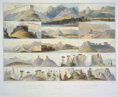 Figyelemre méltó dombok Missouri felső részén alkotó: Karl Bodmer