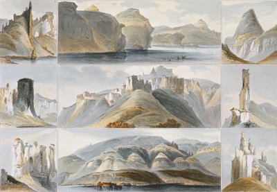 Figyelemre méltó dombok Missouri felső részén, 34. tábla a „Travels in the Interior of North America” 2. kötetéből, Friedrich Salathe (1793-1858) metszete, 1844 (akvatinta) alkotó: Karl Bodmer
