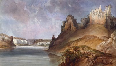 Kilátás a kőfalakra Missouri felső részén alkotó: Karl Bodmer