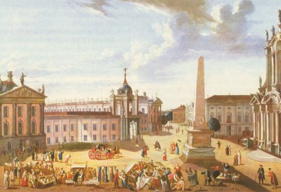 Potsdam régi piaca a Városi Palotával (kilátással a Schlossstrasse-ra) alkotó: Karl Christian Wilhelm Baron